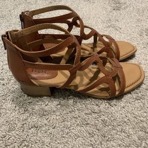 BOC Sandals Tan Cognac Heel New WO TAGS 1 1/2" Heel Pecan